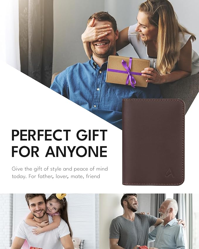 ALLIVE Passport Holder for Travel Women Men,Genuine Leather Passport Cover Wallet,Travel Must Haves Airport Essentials Travel Gifts Brown-CubbioJoy