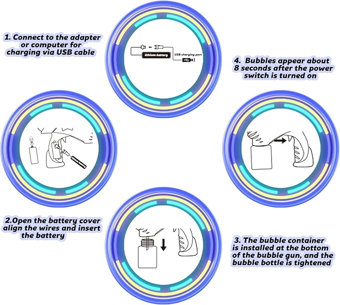 Automatic Gatlin Bubble Gun，Rocket Launcher Bubble Machine Gun，Thousands of Bubbles Per Minute, Suitable for Kids, Adults, Party Favors for Girl Boy (TK-Blue)-CubbioJoy