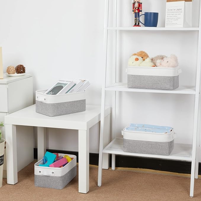 Bidtakay Small Storage Baskets for Organizing [4-Pack] Fabric Storage Bins for Baby Organizer Shelf Baskets for Nursery Storage Collapsible Closet Storage Bins for Home Organization - 11.8x7.8x5 In-CubbioJoy