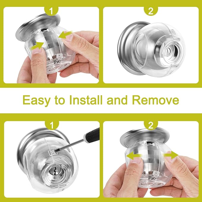Clear Door Knob Cover Door Knob Safety Cover for Kids (6 Pack) Child Proof Door Knob Covers Fit Most Color Door Knobs Baby Proof Door Knob Cover Easy Adult Grip Toddler Door Knob Cover 2.7 X 2.3 Inch-CubbioJoy