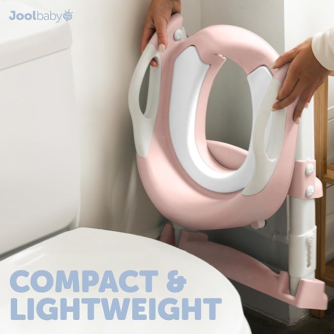 Jool Baby Potty Training Seat with 2 Step Ladder for Toddlers - Soft Cushioned Seat & Splash Guard, Adjustable Height (Pink)-CubbioJoy