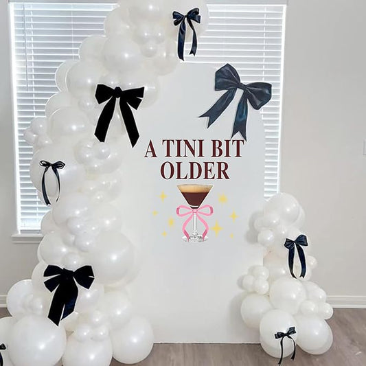 A Tini Bit Older Decal - Espresso Martini Theme Party Supplies Sticker, Martini Bar Party Decorations Birthday Decal, Tini Glass Sign Wall Sticker, Balloon Arch Background Wall Decoration-CubbioJoy