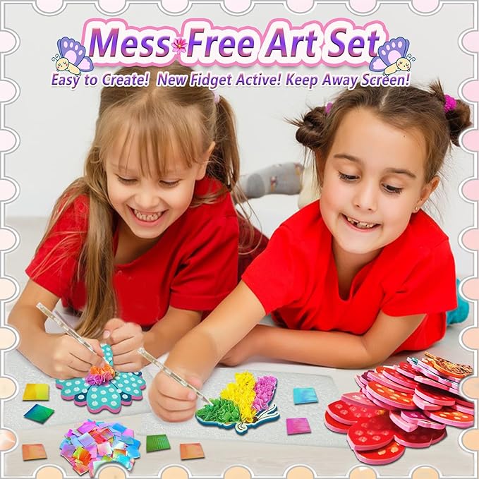 JRD&BS WINL Poke in Fun Art Kit for Kids Ages 3 up, Flower Bouquet Creative Decor Mess Free Art Set for Children Fun Activity Gifts for Boy and Girls 4-8 Year Old DIY Fabric Craft (Flower Bouquet)-CubbioJoy