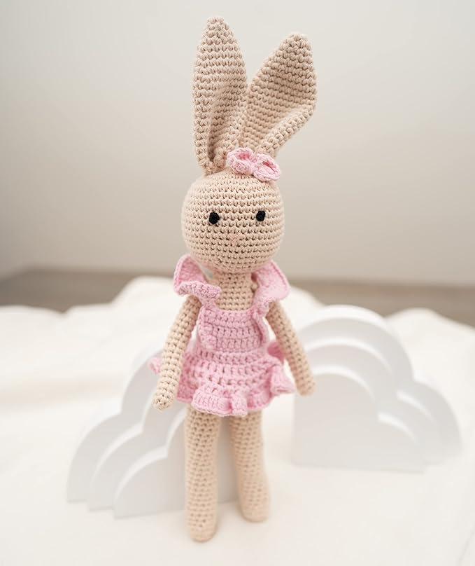 Bunny Family Mom, Handmade Crochet Plushie Doll, Amigurumi, Baby/Toddler Doll-CubbioJoy