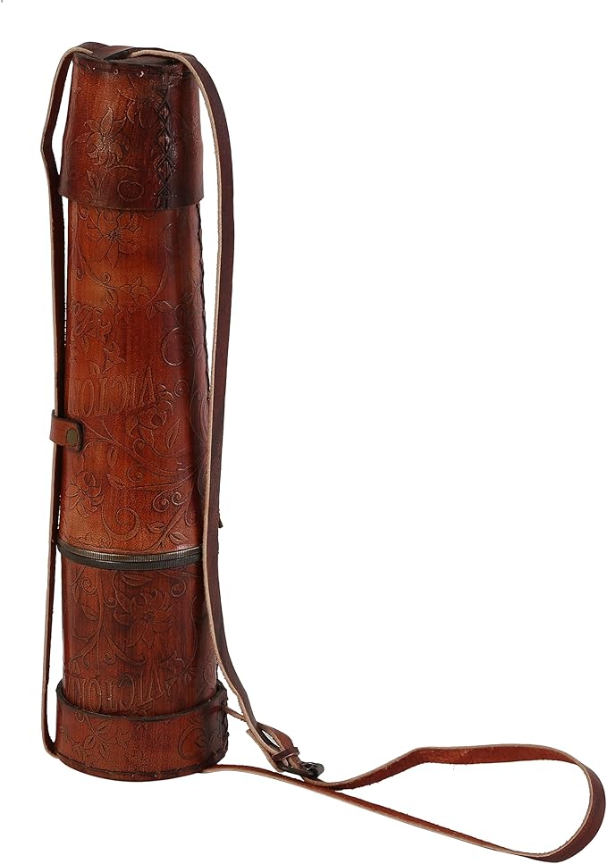 32-Inch Ship Captain Brass Telescope – Handmade Vintage Spyglass with Leather Case – Nautical Maritime Scope for Adults & Kids, Pirate Spy Glass Gift-CubbioJoy