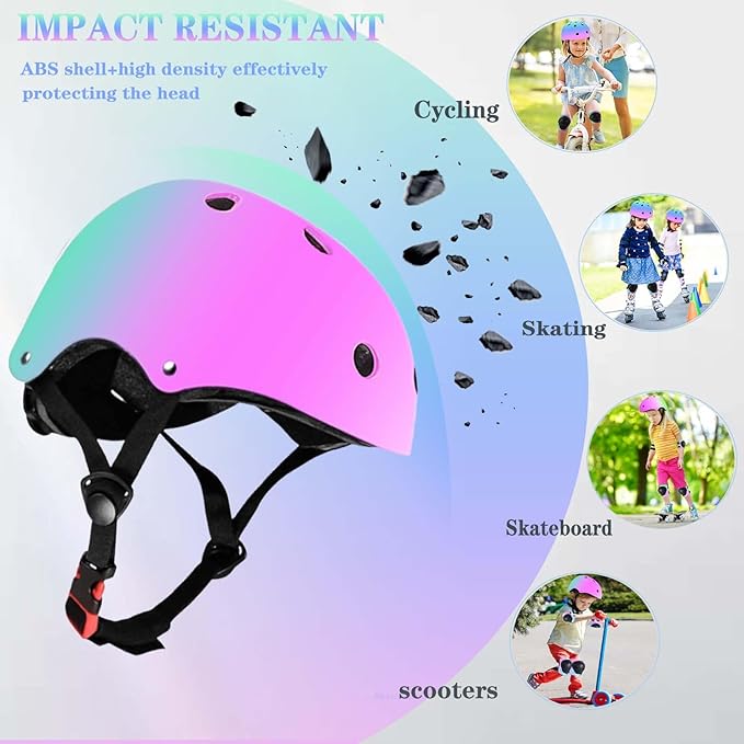 Kids Bike Helmet Set Adjustable for Children, Boys, Girls and Teenagers Aged 3-8 Years Includes Elbow, Knee, Wrist Guards Children's Helmet Protection Set for Bikes SkateboardsRollerskates-CubbioJoy