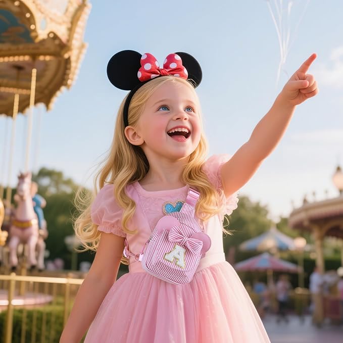 Birthday Gifts for Girls, Sling Bags for Girl Kid Travel, Birthday Gifts for 4 5 6 7 8 9 10 Year Old Girls Small Initial Pink Cross Fanny Packs Sling Bag for Daughter Gift (Pink T)-CubbioJoy