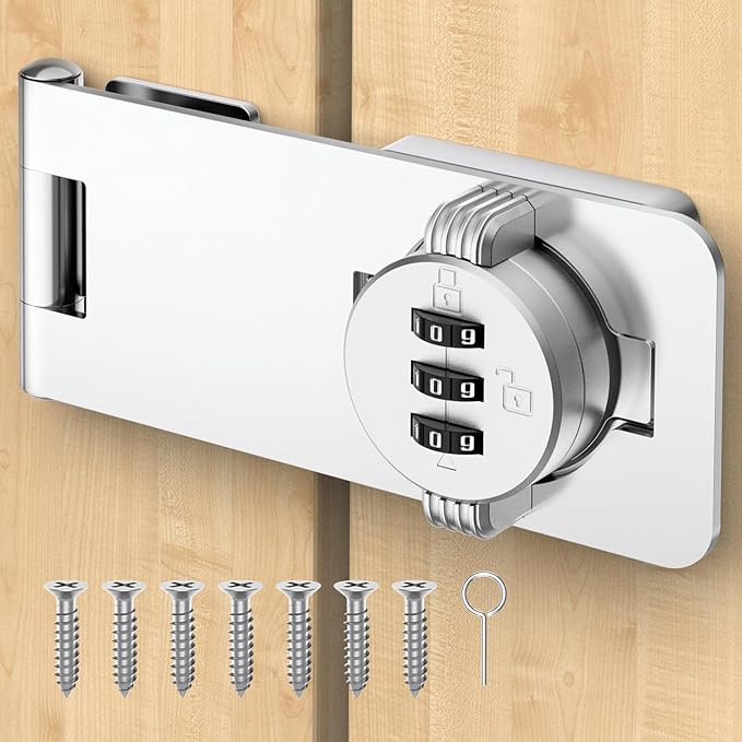 Keyless Cabinet Lock with Combination, Locker Code Lock with 3-Digit Combination, Security Door Lock for Drawers, Lockers, Bifold Doors, Small Doors, Closets, Refrigerators (Silver-1pc)-CubbioJoy