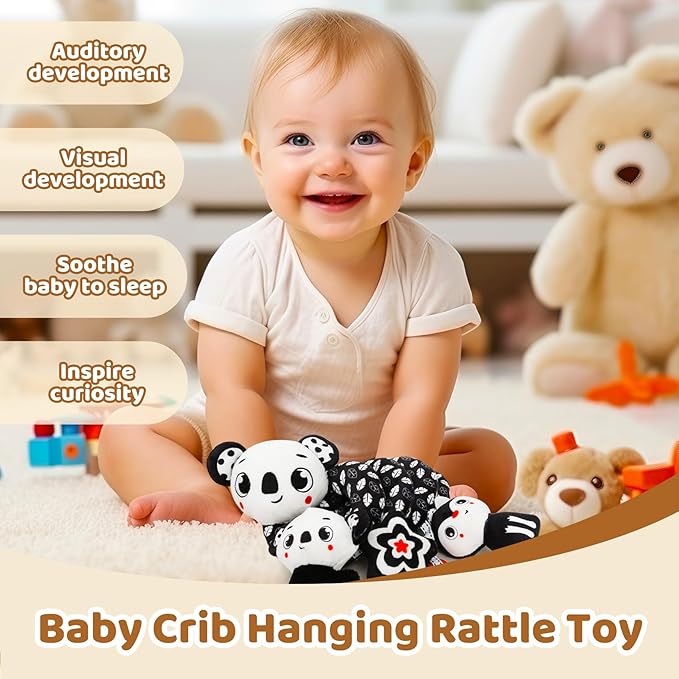 Black and White High Contrast Baby Toys - Sensory Infant Hanging Carseat & Stroller Toy for Newborns 0-6,6-12Months Perfect Easter Birthday & Baby Shower for Babies Boys Girls-CubbioJoy