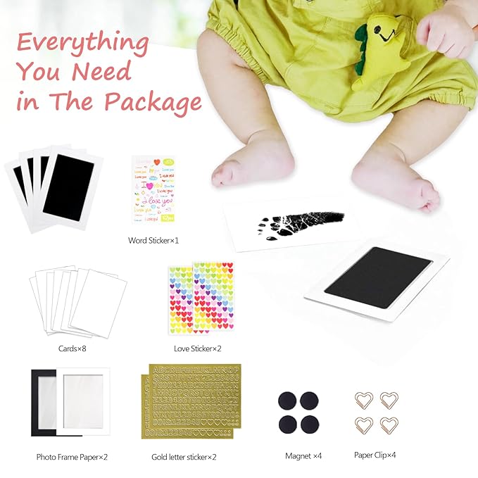 Inkless Baby Hand and Footprint Kit,Clean Touch Ink Pad for Baby Footprint Kit,No Mess Dog Paw Print Kit,DIY Footprint Ink for Baby Keepsake Gifts for Boys and Girls-CubbioJoy