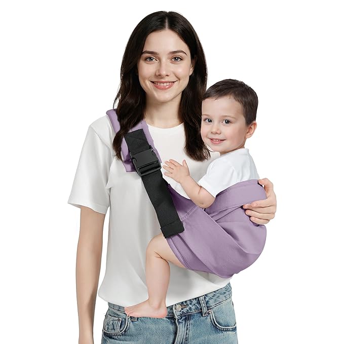 Baby Sling Carrier, Toddler Carrier Sling with Double Safety Buckle and Adjustable Shoulder Strap(7-30lbs), Baby Carriers One Size Fits All, Purple-CubbioJoy