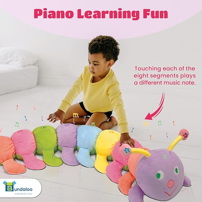 Bundaloo Jumbo Musical Caterpillar Plush Toy - Plays Fun Songs and 8 Musical Key Notes | for Children & Toddlers-CubbioJoy