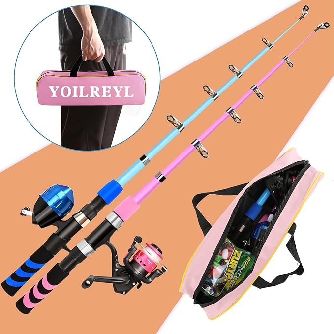 Collapsible Telescopic Fishing Rod and Reel Combo Push Button Small Fishing Pole Kit Beginner Youth Boys Fishing Starter Set Tackle-CubbioJoy
