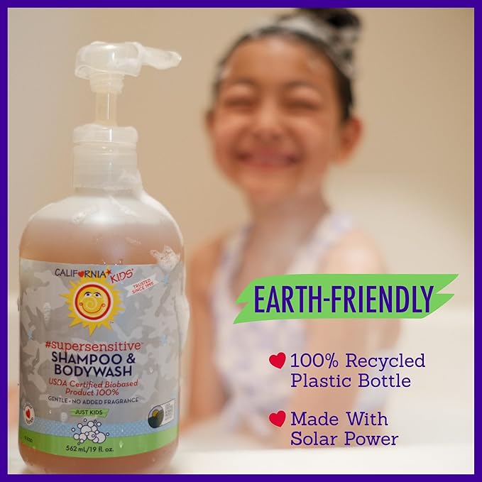 California Kids Super Sensitive Unscented Shampoo and Bodywash | 100% Plant-Based | Gentle Skincare | Fragrance Free | Hypoallergenic | 251 mL / 8.5 fl. oz.-CubbioJoy