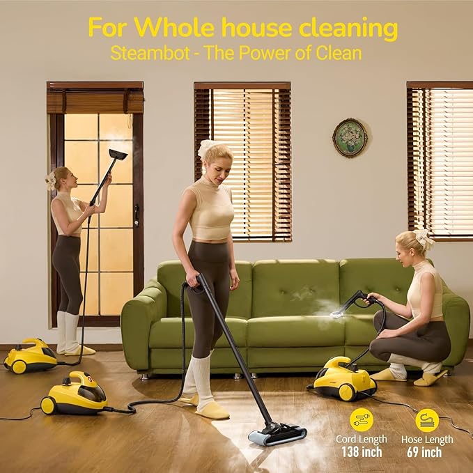 37-in-1 Steam Cleaner mop for Home & Car, 2L Water Tank, 4.3ft Hose, Deep Steam Cleaning for Floors, Tiles, Grout, Windows, Kitchen, Living Room – Multi-Surface Steamer-CubbioJoy