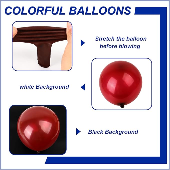 140pcs Burgundy Round Balloons Different Sizes 18 12 10 5 Inch Latex Balloons for Arch Decoration Party Balloon Kit for Graduation Birthday Party Wedding Balloon Baby Shower Decoration-CubbioJoy