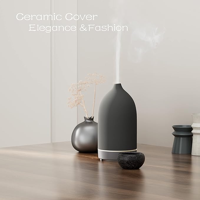 Aromatherapy Essential Oil Diffuser,9 Colors Mood Light,4 Timer Stone Diffuser Living Room(Grey)-CubbioJoy