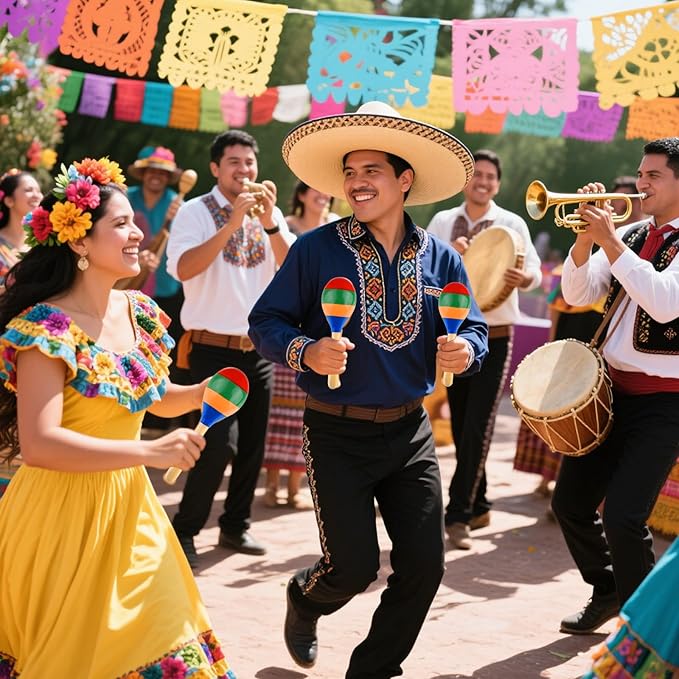 2 Pcs Maracas Hand Percussion Rattles, PLULON Colorful Wooden Maracas Rumba Shakers Rattle Latin Musical Instrument for Kids Adults Game Playing, Mexican Fiesta Cinco De Mayo Party Favors Supplies-CubbioJoy