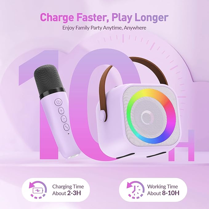 Karaoke Machine for Kids Adults, Karaoke Toys Gifts for Girls Boys, Portable Bluetooth Speaker with Wireless Microphone, Birthday Gifts for Girls Boys Ages 4, 5, 6, 7, 8, 9, 10, 12+ Years Old-CubbioJoy