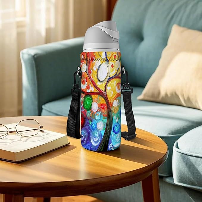 AUPET Water Bottle Sling Bag Carrier Crossbody Sleeve,Insulated Neoprene Bottle Case Holder Pouch Cover 500ML/17oz with Shoulder Strap for Walking Women Men-CubbioJoy