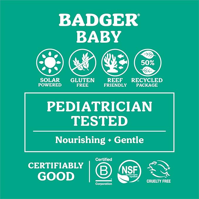 Badger Mineral Baby Sunscreen Cream SPF 40, 98% Organic Toddler Sunscreen with Zinc Oxide, Broad Spectrum, Reef Safe, Water Resistant, Pediatrician Tested Baby Sunblock, 2.9 fl oz, 2-Pack-CubbioJoy