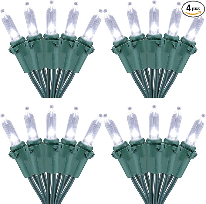 Brizled 4 Pack LED Christmas Lights, 33ft 100 LED Christmas String Lights, 120V UL Certified Connectable Xmas Tree Light Mini White Xmas Light for Home Tree Patio Indoor Outdoor Decoration, Cool White-CubbioJoy