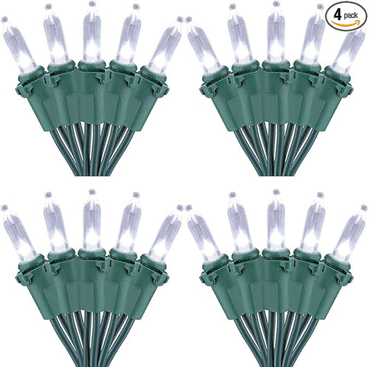 Brizled 4 Pack LED Christmas Lights, 33ft 100 LED Christmas String Lights, 120V UL Certified Connectable Xmas Tree Light Mini White Xmas Light for Home Tree Patio Indoor Outdoor Decoration, Cool White-CubbioJoy
