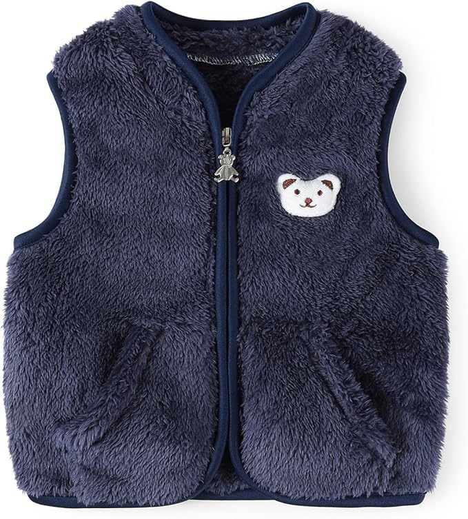 Baby Boys Girls Fleece Vest Zip Up Cute Bear Jackets Fuzzy Fall Winter Warm Clothes Newborn Outwear for Toddler Infant-CubbioJoy
