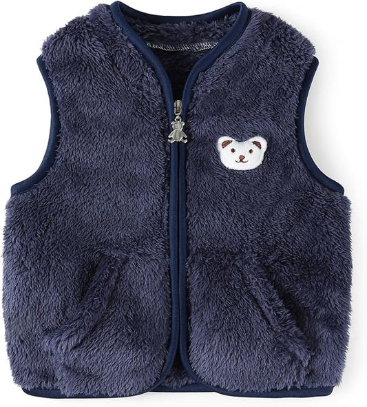 Baby Boys Girls Fleece Vest Zip Up Cute Bear Jackets Fuzzy Fall Winter Warm Clothes Newborn Outwear for Toddler Infant-CubbioJoy