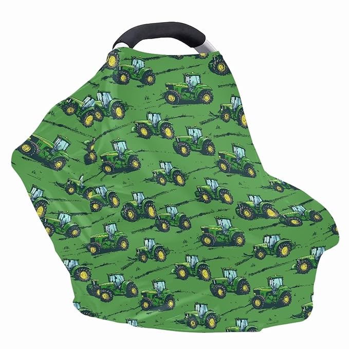 Binienty Baby Car Seat Cover for Boys Girls - Green Truck Multi Use Baby Nursing Scarf, Shopping Car/High Chair/Stroller Portector Decor-CubbioJoy