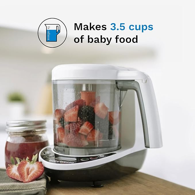 Baby Brezza One Step Baby Food Maker Deluxe – Auto shut Off, Dishwasher Safe Cooker and Blender to Steam + Puree Organic Food for Infants + Toddlers - Set of 3 Pouches + 3 Funnels-CubbioJoy