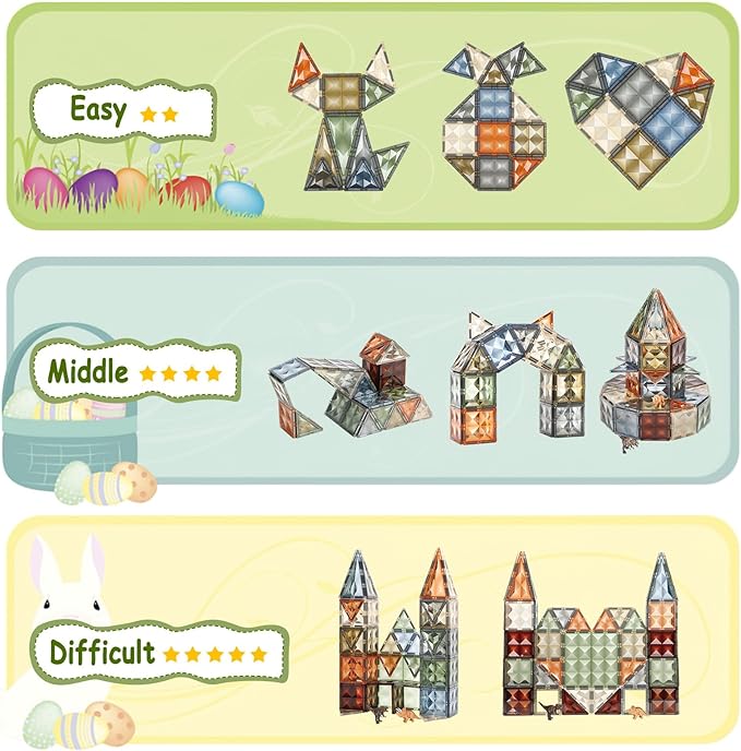 3D Magnetic Tiles, STEM Learning and Encourage Imaginative Play Magnetic Blocks, Preschool Puzzle Toys with Dinosaur, Gift for Boys and Girls 3 4 5 6 7 8 Years+-CubbioJoy