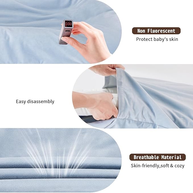 Baby Lounger for Newborn,Baby Nest for Newborn Soft Cotton Breathable for Playtime & Relaxation,Flat Babies Essentials Gifts Newborn Lounger for Boys & Girls 0-12 Months(Misty Blue)-CubbioJoy