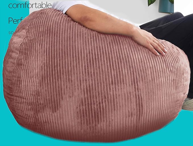 Bean Bag Chairs with Faux Rabbit Fur Cover, 3 ft Giant Memory Foam Bean Bag Chairs for Adults/Teens with Filling,Ultra Soft Faux Fur Fabric, Round Sofa for Living Room Bedroom College Dorm-CubbioJoy