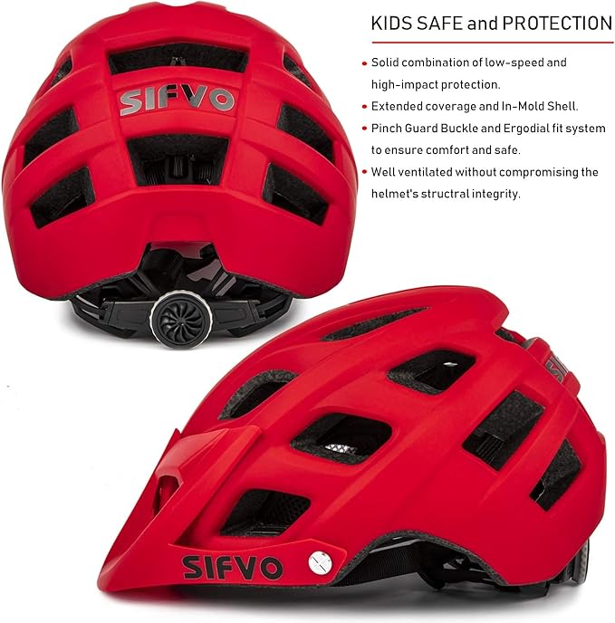 Kids Bike Helmet, SIFVO Kids Helmet 8+ Boys and Girls Bike Helmet with Cool Visor, Bike Helmets for Kids, Youth Bike Helmet Kids Mountain Bike Helmet Lightweight and Sturdy【55-58cm】-CubbioJoy
