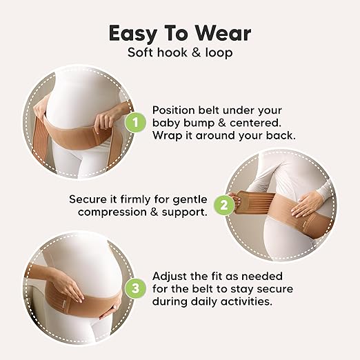 KeaBabies Maternity Belly Bands for Pregnant Women - Soft & Breathable Pregnancy Belly Support Band, Adjustable Maternity Belt for Back, Pelvic Support, Comfortable, Easy to Use (Classic Ivory, M/L)-CubbioJoy
