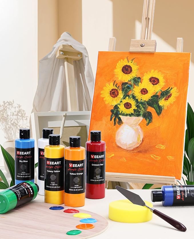 Acrylic Paint Set - 18 Colors, 8.45oz Large Bottles, Rich Pigmented Canvas Paint for Artists, Kids & Adults - Premium Non-toxic Art Supplies-CubbioJoy