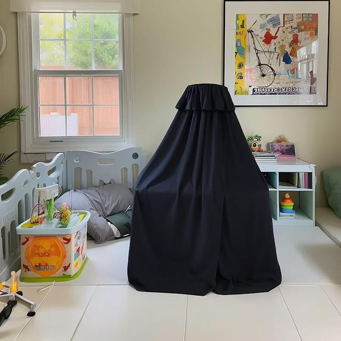 Blackout Crib Canopy Black Crib Tent to Keep Baby in Crib Cover Canopy Bed Curtains for Indoor and Outdoor (Sticker Holder not Included)-CubbioJoy