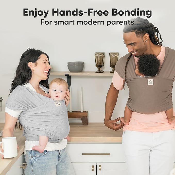 KeaBabies Baby Wrap Carrier - All in 1 Original Baby Carrier Newborn to Toddler Sling, Easy to Wear, Hands Free Bonding, Lightweight, Breathable Infant Wraps (Light Heather)-CubbioJoy