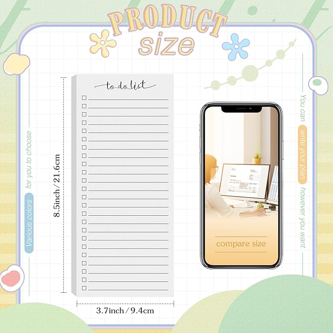 Censen 10 Pack 500 Sheets To Do List Notes Daily Checklist Notepads with 50 Sheets Each Undated Color Memo Pad Block Shopping List Pad Weekly Plan Notepad Organizer Planners(White,Lined)-CubbioJoy