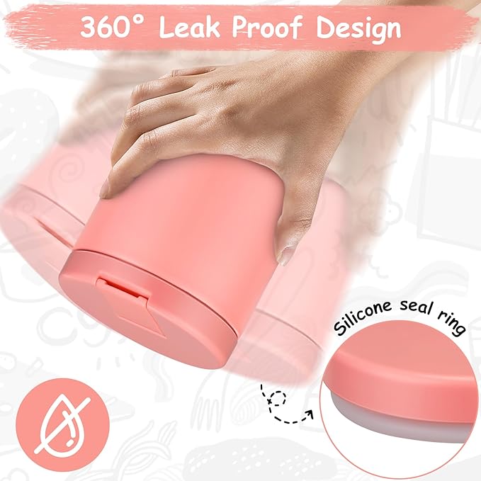 19oz Insulated Vacuum Food Jar with Buckle Lid Wide Mouth Soup Thermo for Hot Food Kids Leakproof Stainless Steel Lunch Container- Pink-1Pack-CubbioJoy