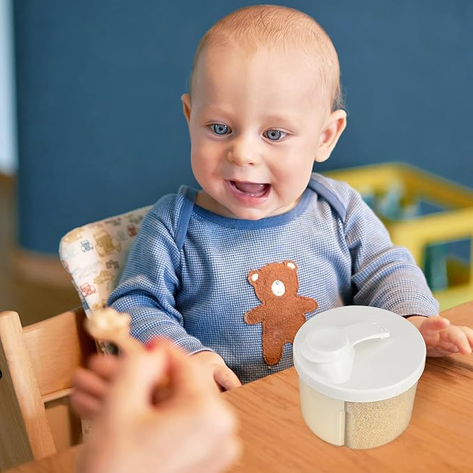 Accmor Baby Formula Dispenser On The Go, Non-Spill Rotating Four-Compartment Formula Container to Go, Milk Powder Kids Snack Container for Infant Toddler Travel Outdoor, White-CubbioJoy