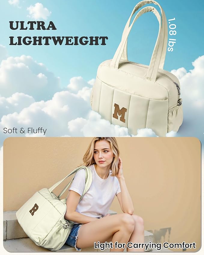 Duffle Bag for Travel Women, Travel Bags，Bridal Shower Gifts-Initial Overnight Bag with Wet Pocket，Lightweight Weekender Bags Personalized Gym Tote with Makeup Pouch-CubbioJoy