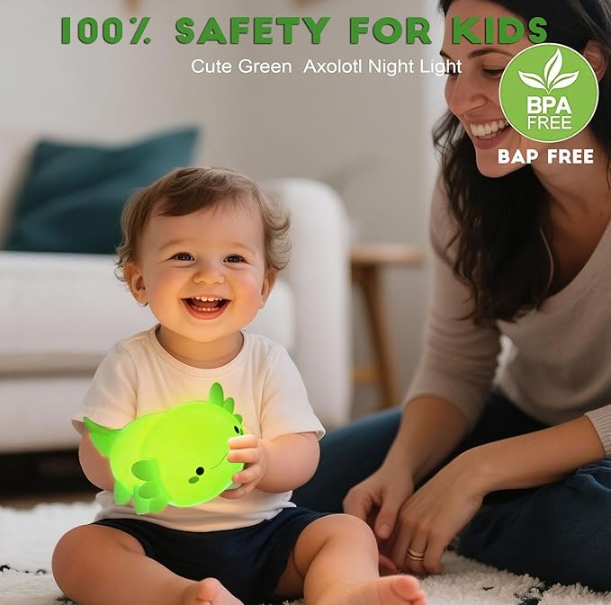 DREAMING MY DREAM Axolotl Night Light for Kids,Cute Axolotl Gifts lamp Rechargeable Light Table Bedside Lamp,LED Animal Silicone Nursery Night Lamp Cute Room Decor for Kids Girls Boys-CubbioJoy