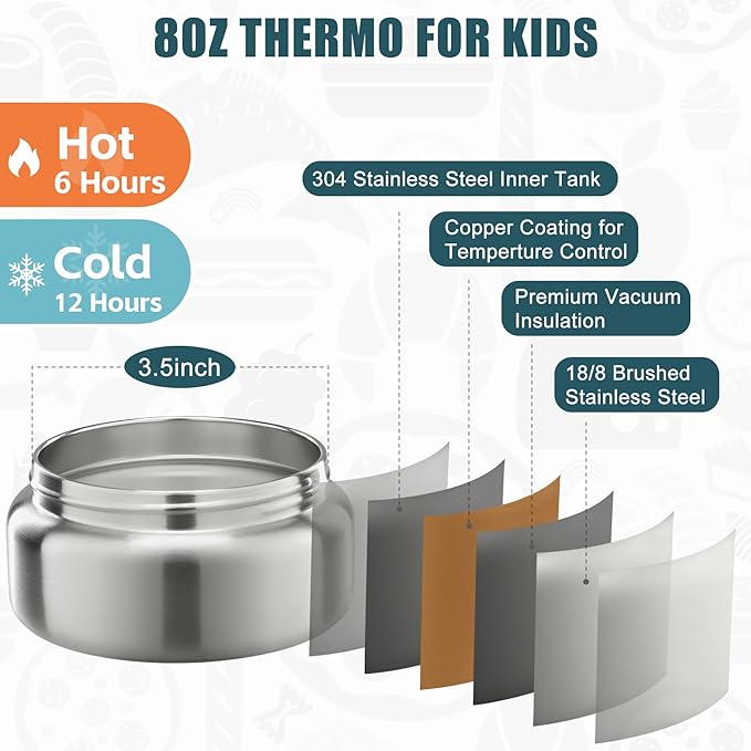 Bento Lunch Box for Kids with 8oz Soup Thermo&Lunch Bag, Leak-Proof Lunch Food Containers with 4 Compartment, Hot Food Insulated Food Jar for Kids School (Purple)-CubbioJoy