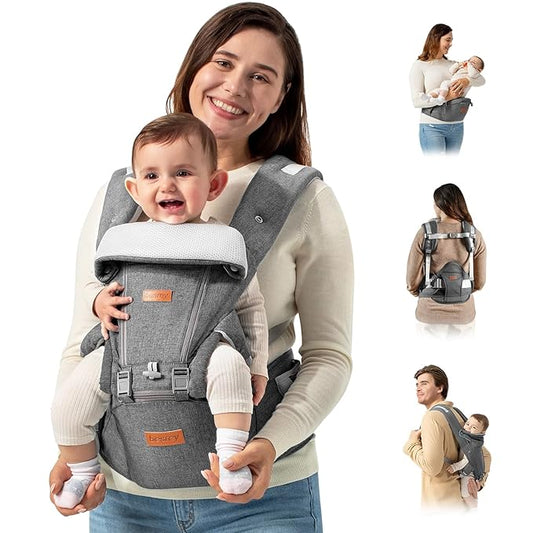 besrey Baby Carrier with Hip Seat Newborn to Toddler, Summer Mesh Front Facing Infant Carrier, Baby Body Holder Chest with Back Support, Front Back Pack with Strap for Men Women Hiking Lumbar Support-CubbioJoy
