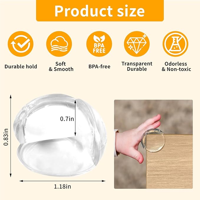 40 Pack Corner Protector Baby, Spherical Shapes Baby Proof Corners and Edges, Clear Table Corner Covers Baby, Baby Corner Protector Guards, Corner Guards for Table Edges & Sharp Corners-CubbioJoy