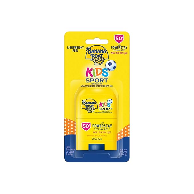 Banana Boat Kids Sport Sunscreen Stick SPF 50 Travel Size 0.5oz & Sport Ultra Sunscreen Lotion SPF 50 Family Size 12oz-CubbioJoy