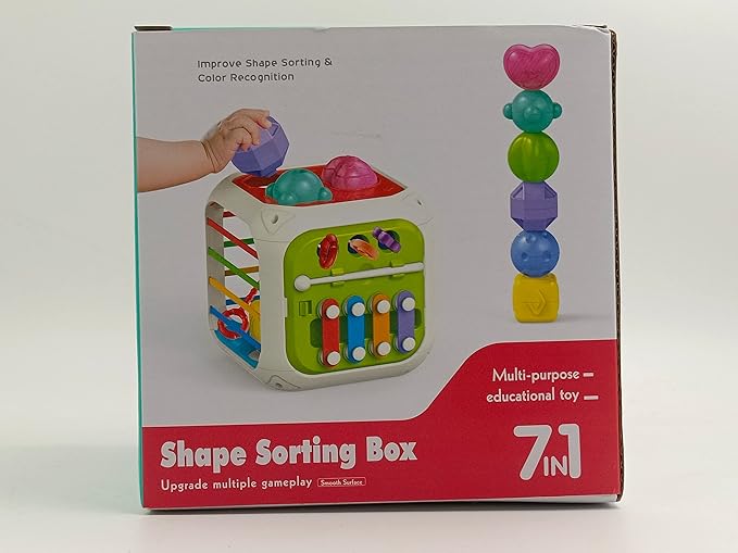 AiTuiTui Multifunction Baby Sensory Activity Cube Toys for 12 18 Months, Shape Sorter Early Learning Educational Interactive Toys for Toddlers 1 2 Year Old Boy Girl, 1st Birthday Gifts-CubbioJoy