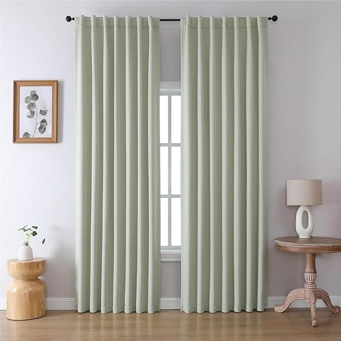 Joydeco Custom Blackout Curtains for Bedroom, Total Blackout Curtains Back Tab & Rod Pocket, Solid Thermal Insulated Window Drapes Luxury Decor for Living Room 1 Panel (Custom Size, Sage Green)-CubbioJoy
